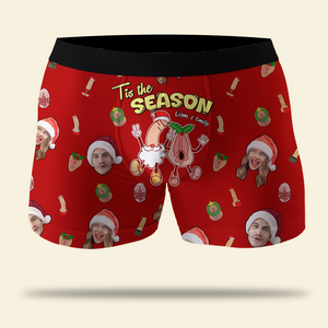 Custom Photo Tis The Season - Gift For Couples - Personalized Men Boxer