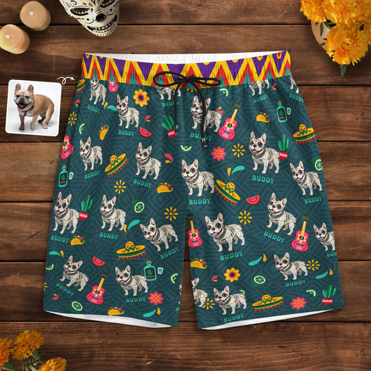 dia de los muertos custom pet photo latinos mexican day of the dead personalized shorts 1