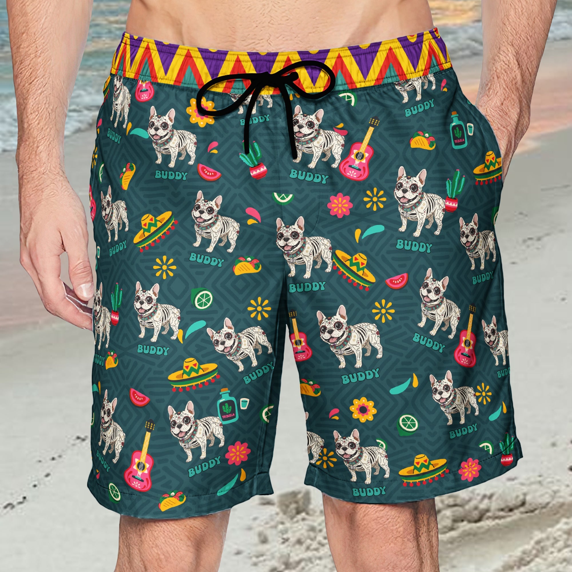 dia de los muertos custom pet photo latinos mexican day of the dead personalized shorts 2