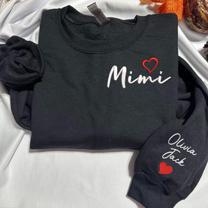 Custom Mimi And Grandkids - Embroidered Sweatshirt, Hoodie, Tshirt - Best Gift for Grandma