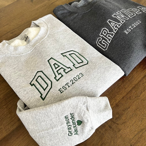 Custom Text Dad and Grandma - Embroidered Sweatshirt, Hoodie, Tshirt - Gift for Grandma, Dad