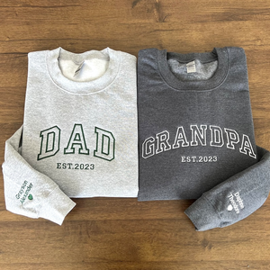 Custom Text Dad and Grandma - Embroidered Sweatshirt, Hoodie, Tshirt - Gift for Grandma, Dad