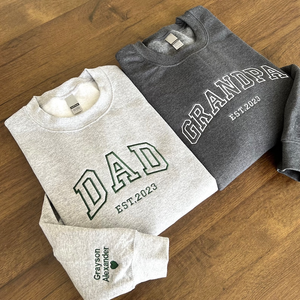 Custom Text Dad and Grandma - Embroidered Sweatshirt, Hoodie, Tshirt - Gift for Grandma, Dad