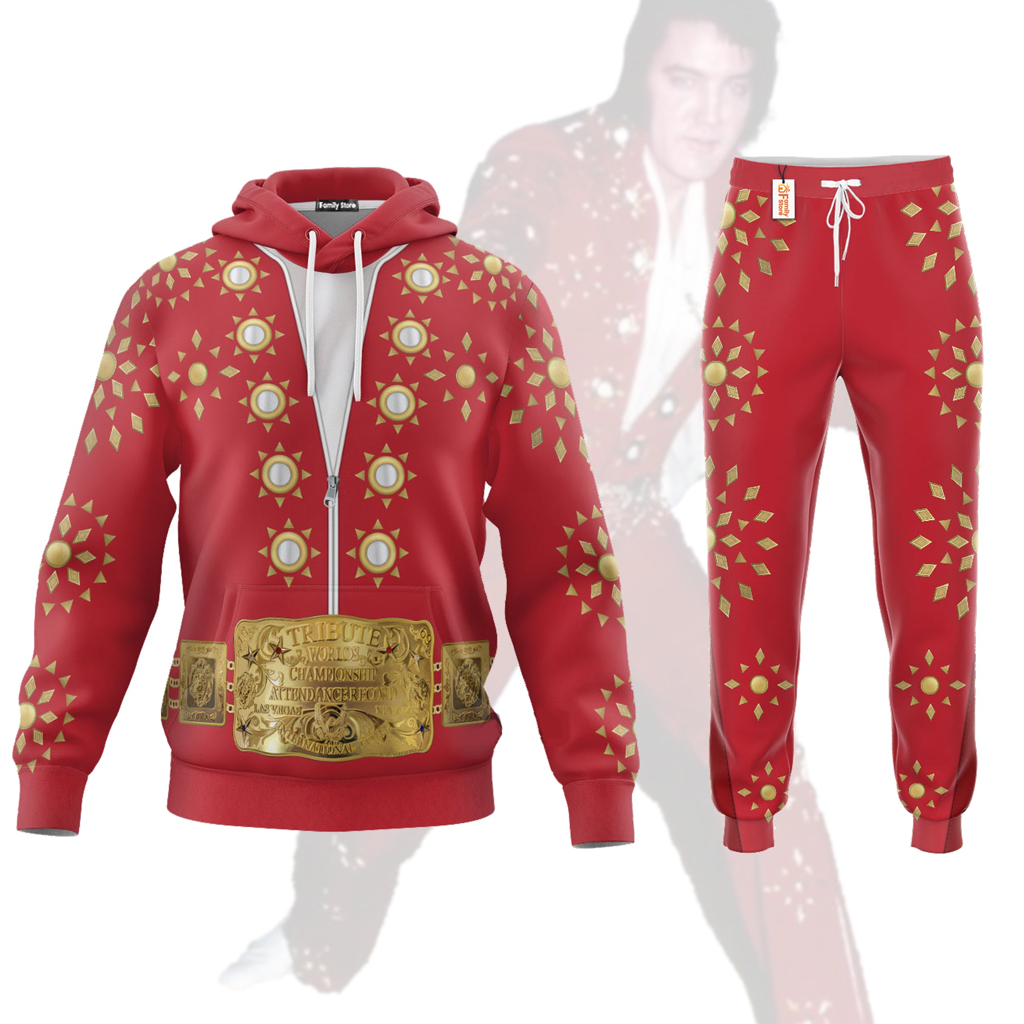 Elvis Burning Love Costume Red - Costume Cosplay Hoodie Sweatshirt Sweatpants ELHS15