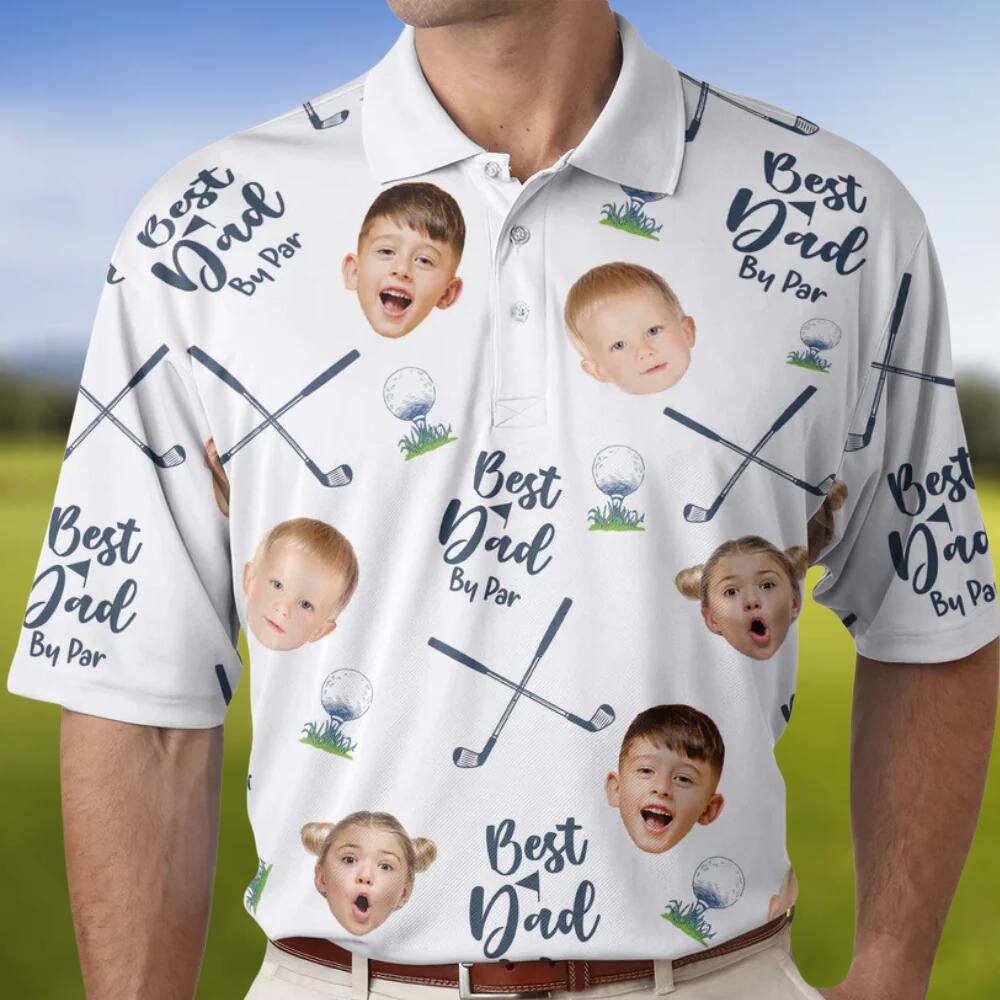 Custom Photo Best Dad By Par - Gift For Father, Grandfather - Men Polo