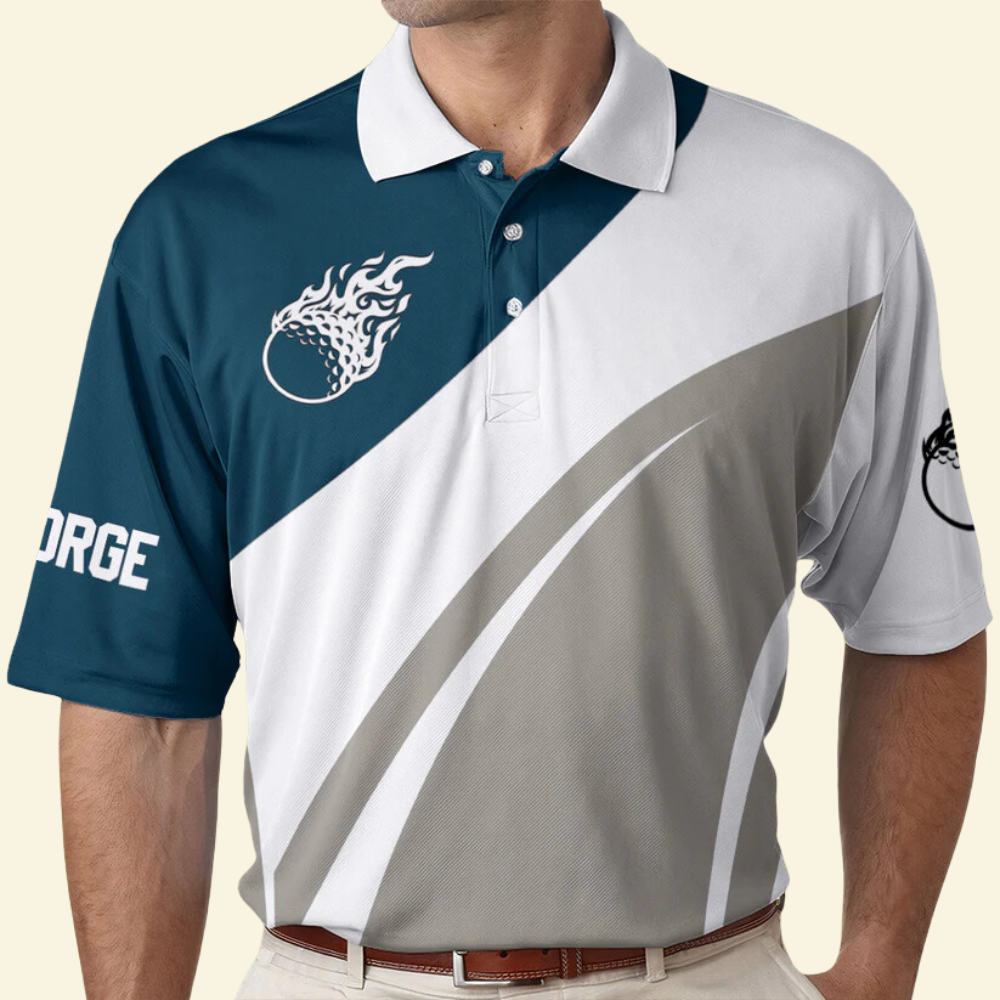 Custom Name Hot Golf Fire Golf - Gift For Father, Grandfather - Men Polo