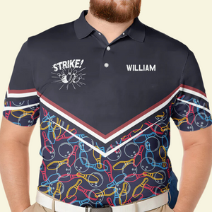 Custom Name Strike Bowling - Gift For Bowling Lovers - Men Polo