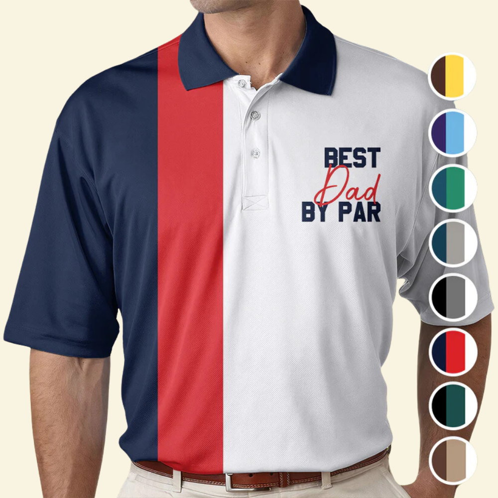 Best Dad By Par Golf - Gift For Father, Grandfather - Men Polo