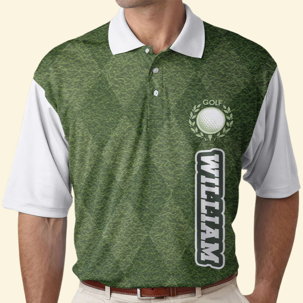 Custom Name Green Grass Golf - Gift For Golf Lovers - Men Polo