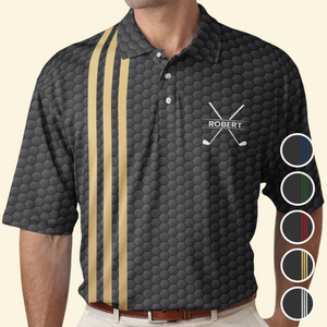Custom Name Golf Ball Pattern Line Vintage Style - Gift For Golf Lovers - Men Polo