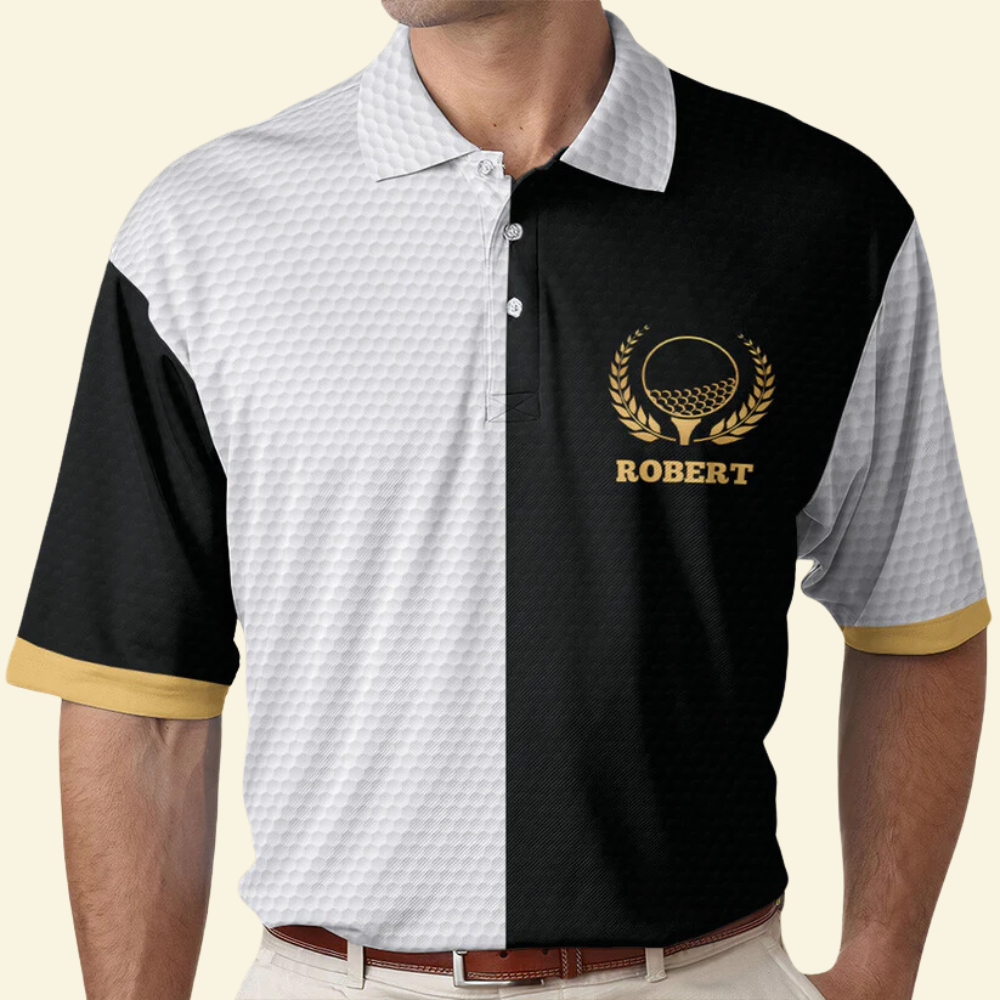 Custom Name Golf Pattern Vintage - Gift For Father, Grandfather - Men Polo