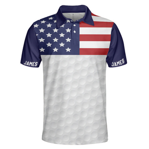 Custom Name American Flag USA - Gift For Husband, Father - Men Polo