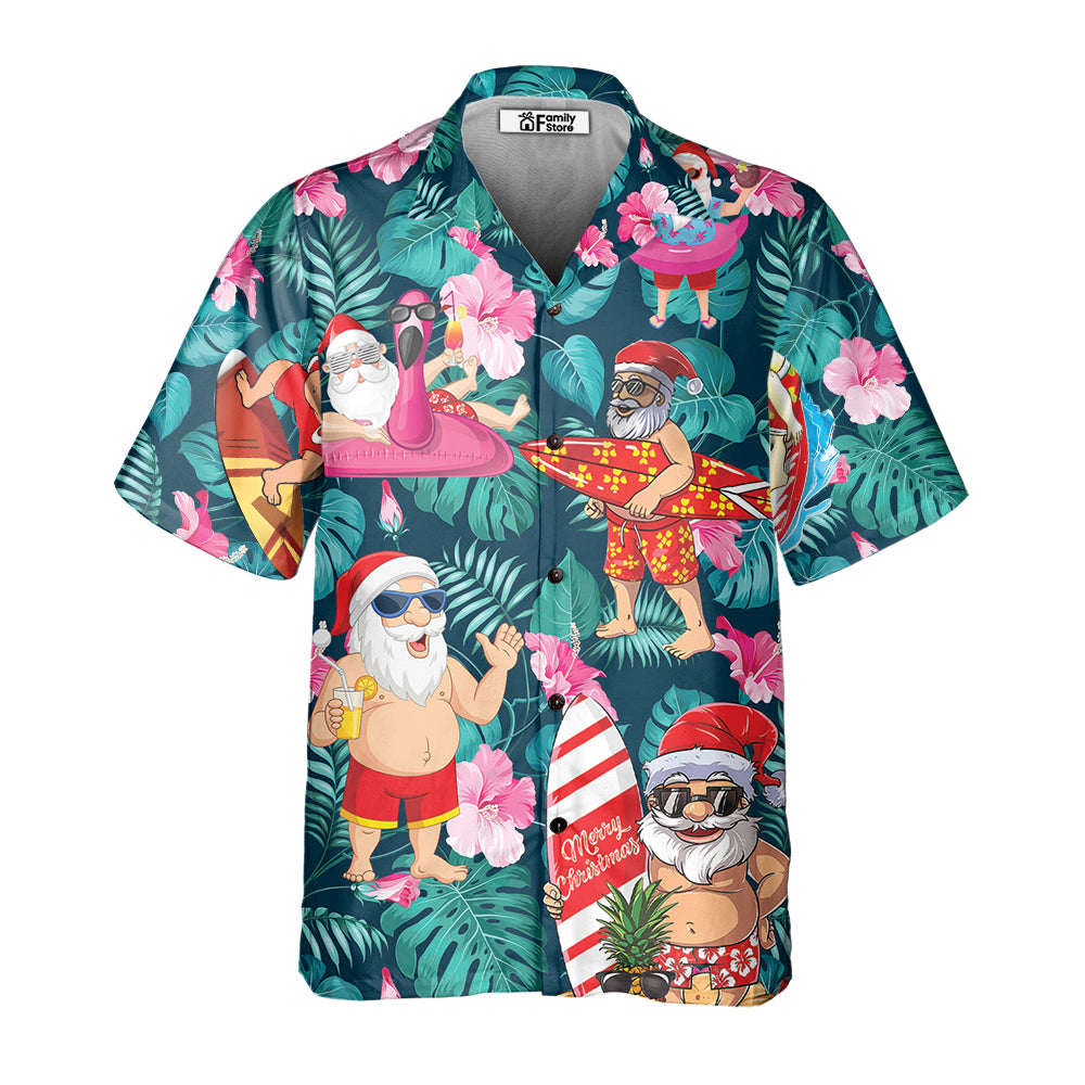 Christmas In July Funny Santa Claus Tropical Style Hawaiian Shirt