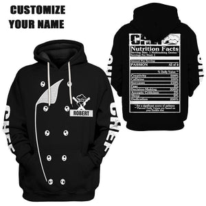 Personalized 3D Chef Black Uniform Hoodie