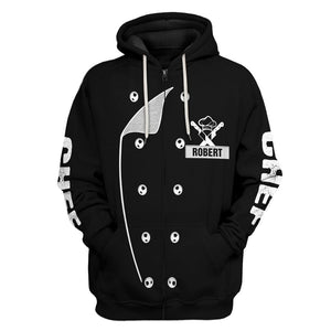 Personalized 3D Chef Black Uniform Hoodie