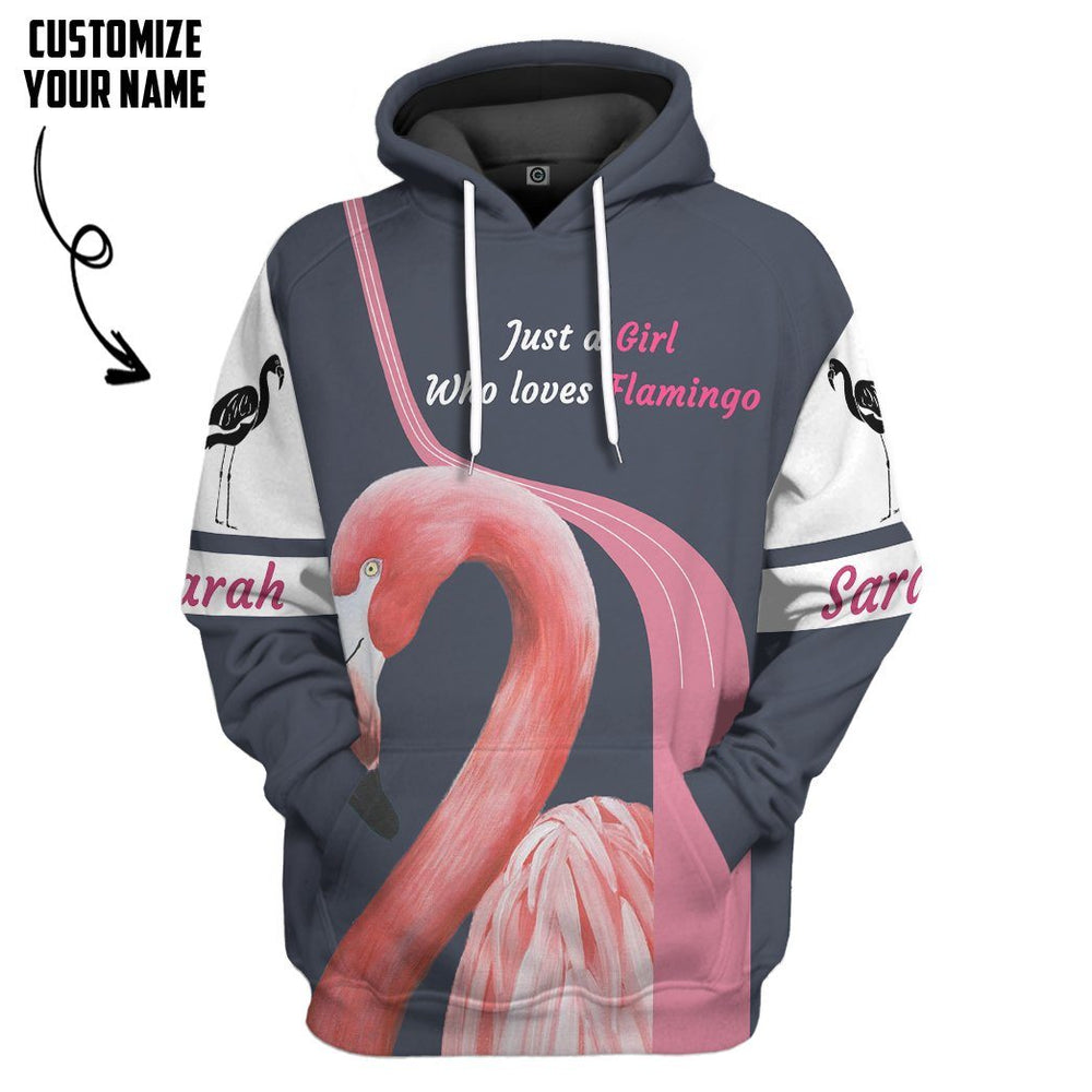 Personalized 3D Girl Loves Flamingo Hoodie