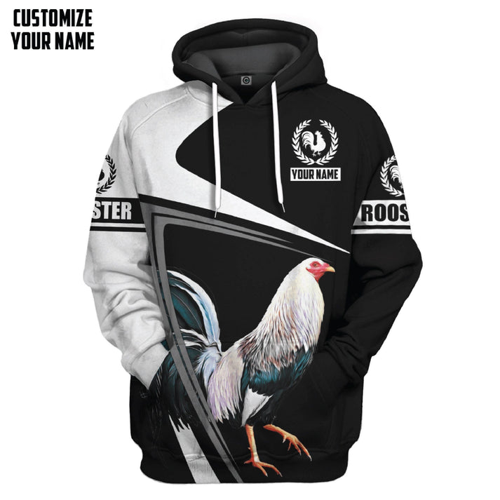 Personalized 3D Rooster Black Hoodie