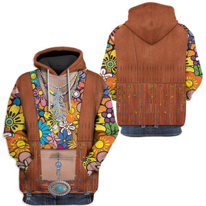 Hippie Flower Hoodie For Men And Women