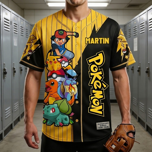 Pocket Monsters Celebrate 30 Years Of Catching Them All - Personalized Baseball Jersey