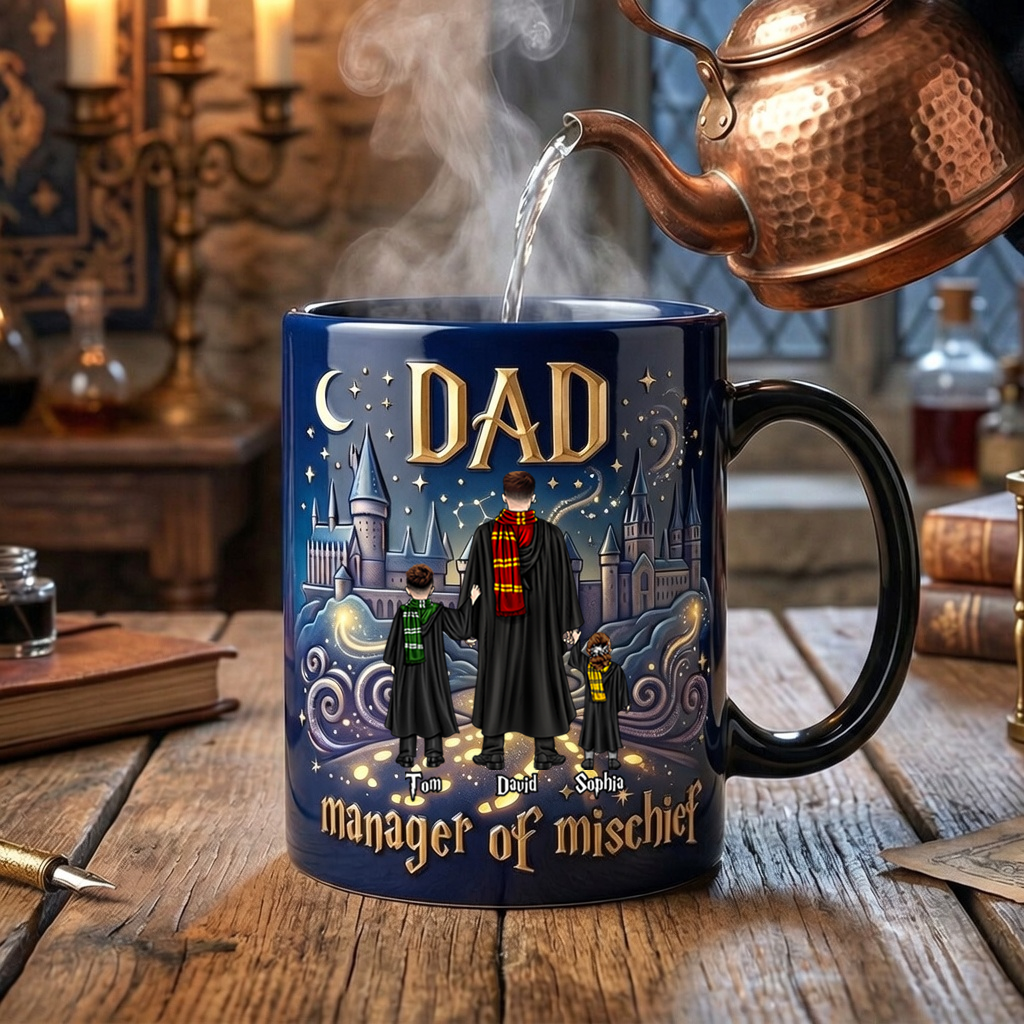 Personalized Color Changing Mug - Wizard And Witch Dad Manager ...