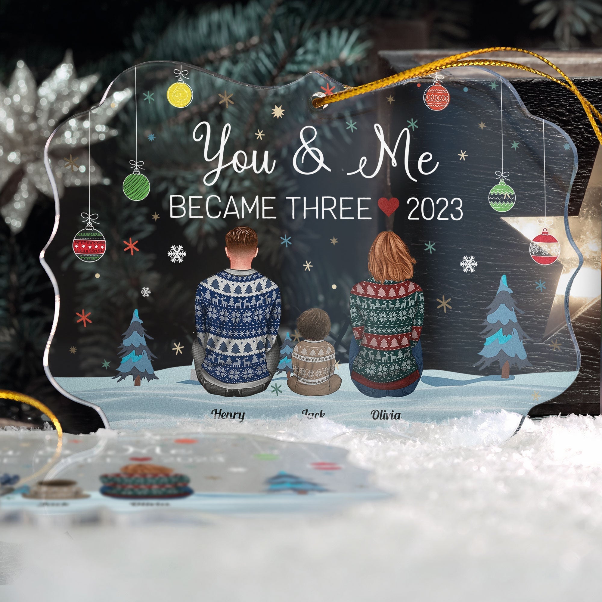 growing family new baby personalized acrylic ornament christmas loving gift for family member mom dad _2