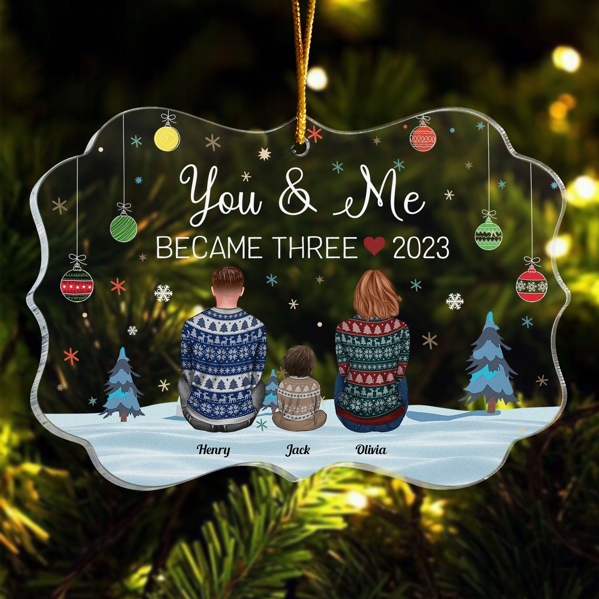 growing family new baby personalized acrylic ornament christmas loving gift for family member mom dad _4