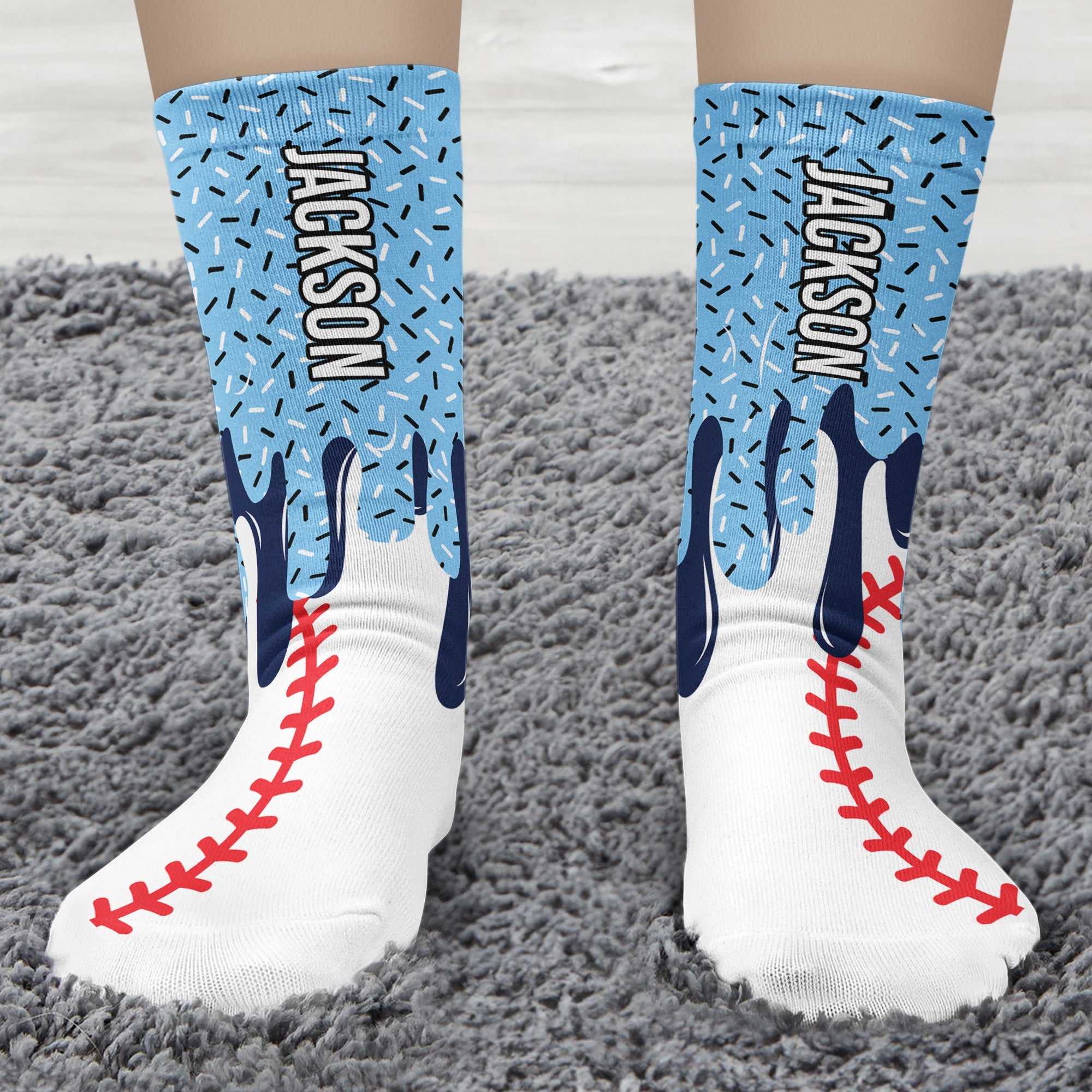 icecream drip design for baseball softball soccer football basketball hockey lover personalized socks 4
