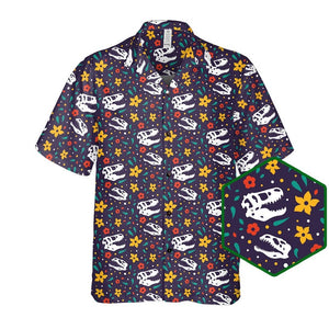 Dinosaur Shirt, Dinosaur Button Up, Dinosaur Hawaiian Shirt