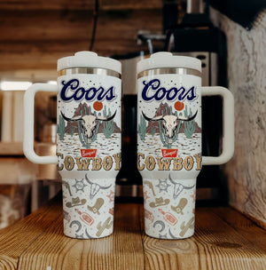 Western Coors Cowboy - 40oz Tumbler Cup With Straw