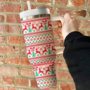 Christmas Ugly Pattern - 40oz Tumbler Cup With Straw