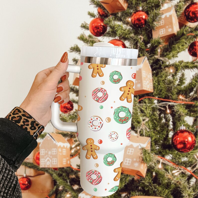 Funny Christmas Cookies Donuts   - 40oz Tumbler Cup With Straw