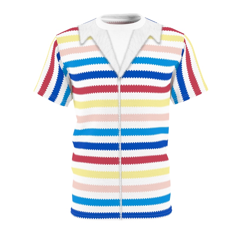 Allan Colorful Striped Beach Rainbow Pink Doll T-Shirt