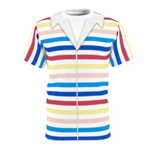 Allan Colorful Striped Beach Rainbow Pink Doll T-Shirt