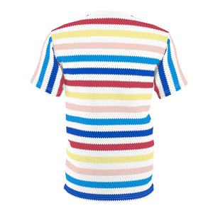 Allan Colorful Striped Beach Rainbow Pink Doll T-Shirt