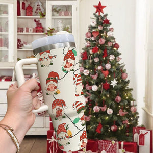 Funny Christmas Cute Gnomes - 40oz Tumbler Cup With Straw