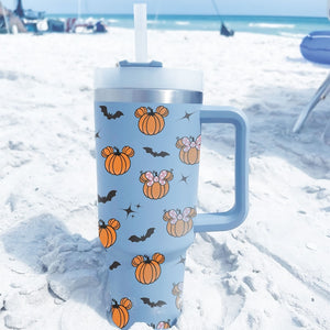 Halloween Mickey Mouse Cute Pumpkin Spooky - 40oz Tumbler Cup With Straw