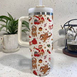 Funny Christmas Cute Sloth - 40oz Tumbler Cup With Straw