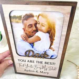 Custom Photo Dad and Daughter - Gift For Dad - Personalized 2 Layers Wooden Plaque
