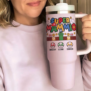 Custom Name Super Mammio Super Mario - Gift For Mom - Personalized 40oz Tumbler Cup With Straw