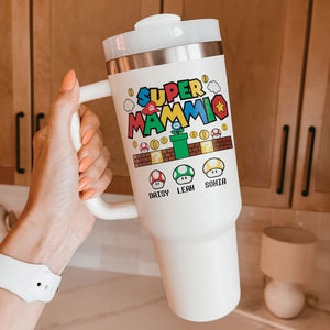 Custom Name Super Mammio Super Mario - Gift For Mom - Personalized 40oz Tumbler Cup With Straw