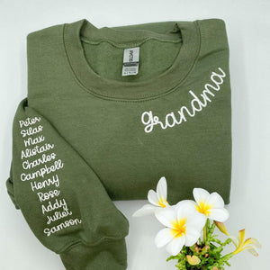 Custom Mama and Grandma  - Embroidered Hoodie, Sweatshirt, Tshirt - Gift for Grandma