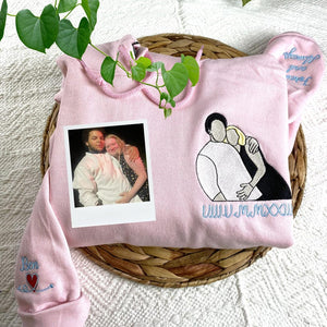 Custom Couple Portrait  - Embroidered Hoodie, Sweatshirt, Tshirt - Gift for Couple