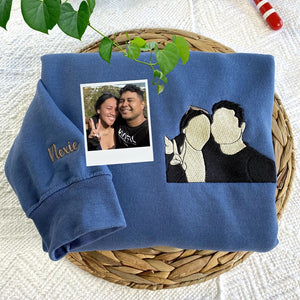 Custom Couple Portrait  - Embroidered Hoodie, Sweatshirt, Tshirt - Gift for Couple