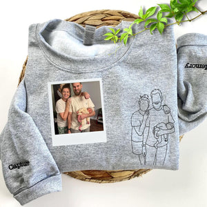 Custom Photo Portrait  - Embroidered Hoodie, Sweatshirt, Tshirt - Anniversary Gift for Couple