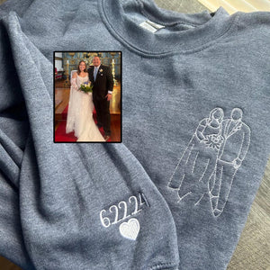 Custom Couple Portrait  - Embroidered Hoodie, Sweatshirt, Tshirt - Anniversary Gift for Couple