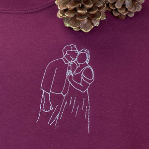 Custom Matching Portrait - Embroidered Hoodie, Sweatshirt, Tshirt - Valentine Gift for Couple