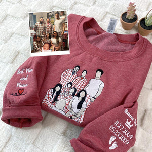 Custom Portrait Photo Couple - Embroidered Hoodie, Sweatshirt, Tshirt - Anniversary Gift for Couple