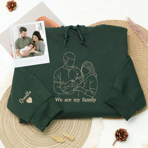 Custom Photo Portrait  - Embroidered Hoodie, Sweatshirt, Tshirt - Anniversary Gift for Couple