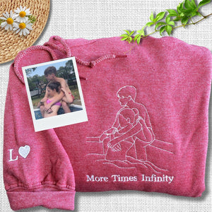 Custom Photo Portrait  - Embroidered Hoodie, Sweatshirt, Tshirt - Anniversary Gift for Couple