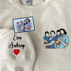 Custom Portrait Photo Couple - Embroidered Hoodie, Sweatshirt, Tshirt - Anniversary Gift for Couple